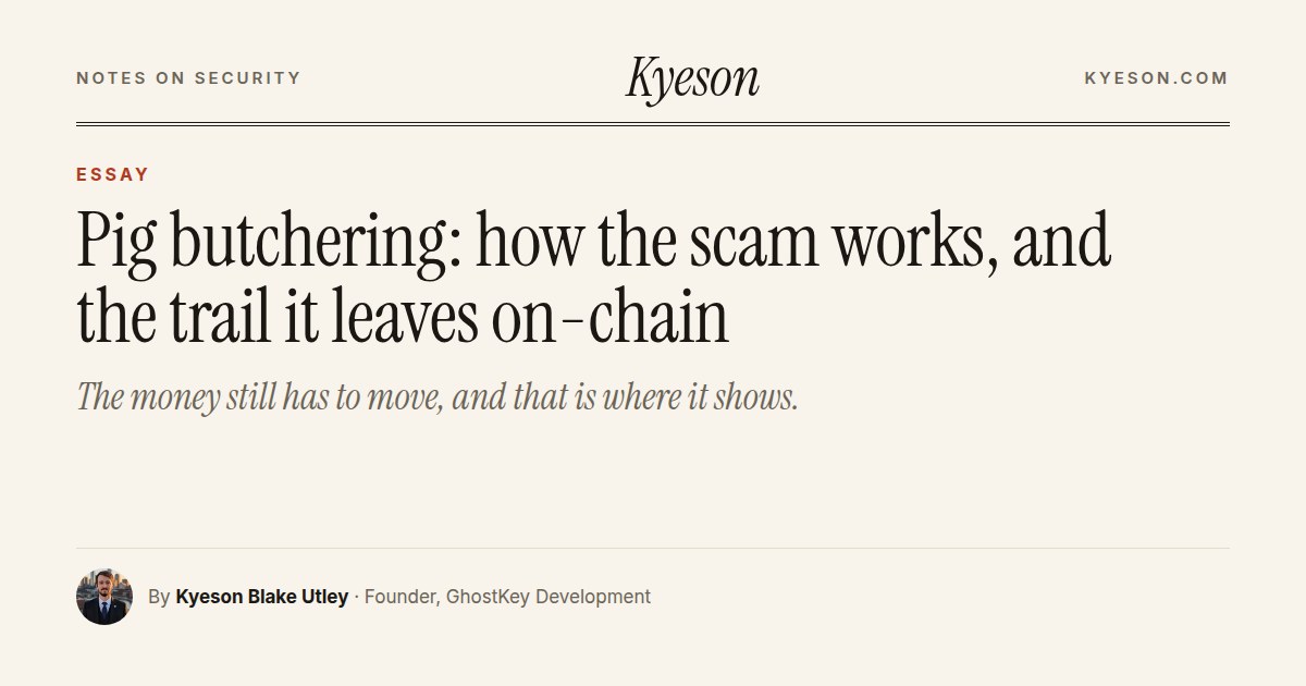 Pig butchering: how the scam works, and the trail it leaves on-chain: an essay by Kyeson Blake Utley